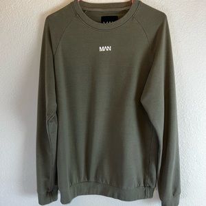 BoohooMAN Men’s Crew Neck Long Sleeve Sweatshirt Olive Green Sz L